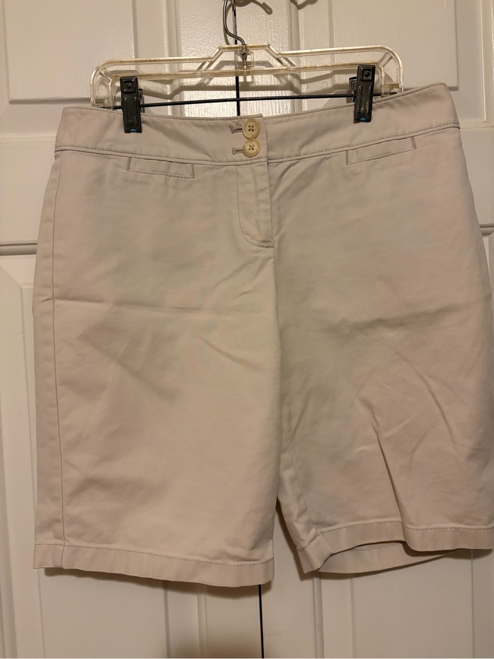 Ann Taylor Cream Chino Bermuda Shorts